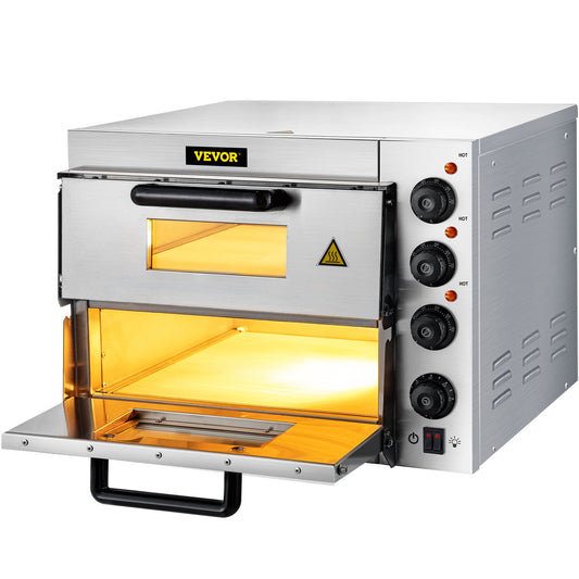 VEVOR 14" Commercial Pizza Oven Countertop 110V 1950W Electric Pizza Oven with Stone and Shelf - ZH-3M