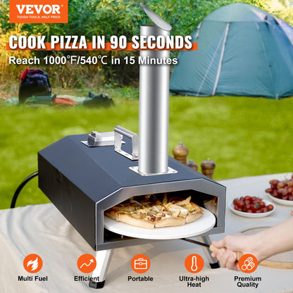 VEVOR 12-inch Multi-fuel Outdoor Pizza Oven - GB-GO12A-R