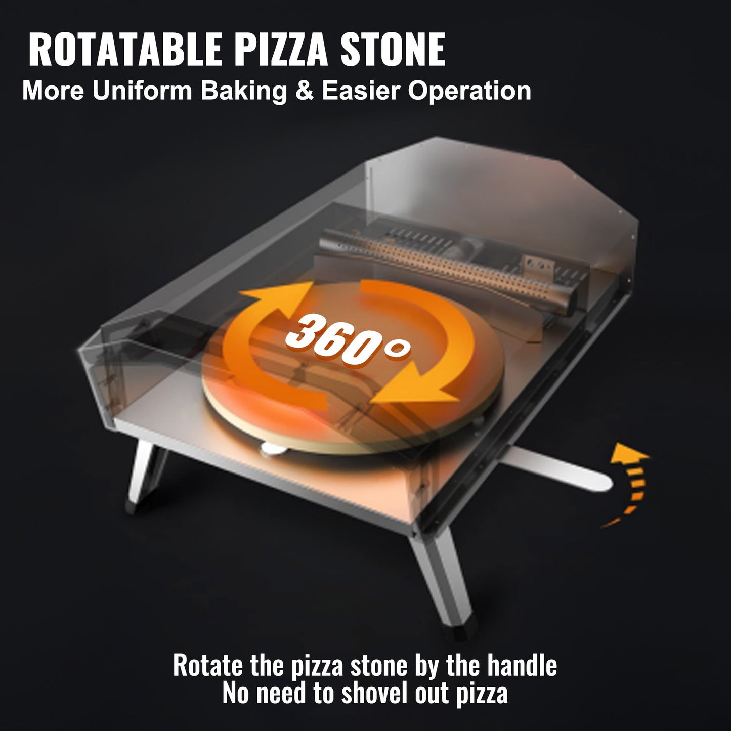 VEVOR 16-inch Gas Fired Outdoor Pizza Oven with 360° Rotatable Pizza Stone - GB-GO16A